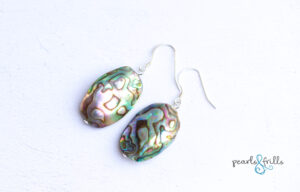 paua abalone shell dangle earrings sterling silver