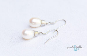 white pearl earrings sterling silver