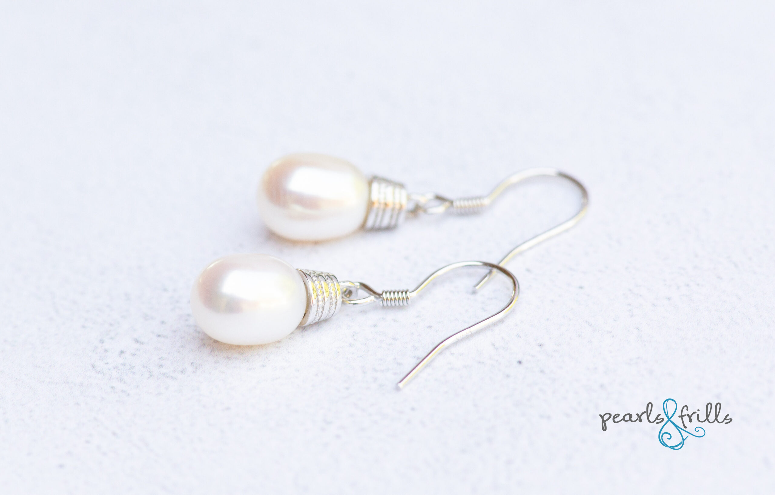 White pearl earrings - sterling silver 1 white pearl earrings sterling silver