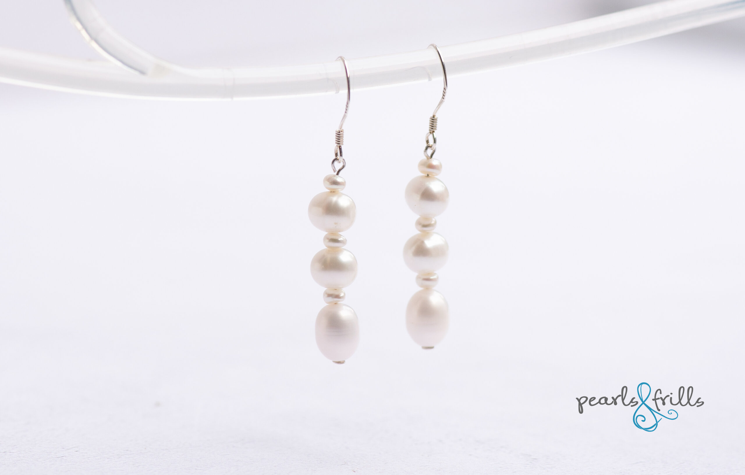 White pearl dangle earrings - sterling silver 1 white pearl dangle earrings