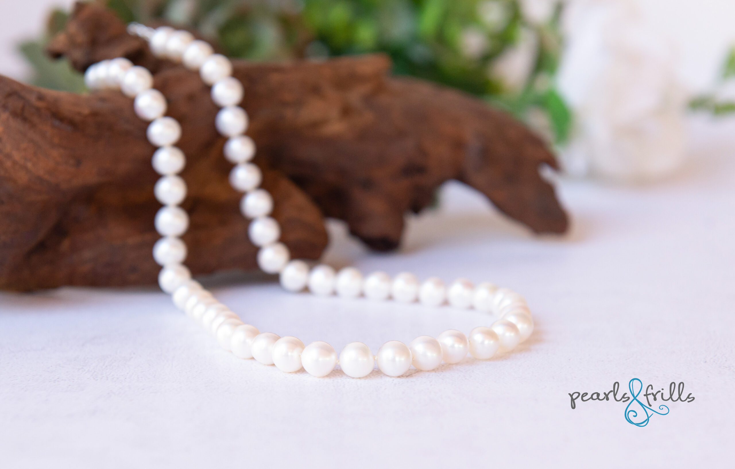 White Potato pearl necklace - sterling silver 1 white pearl necklace