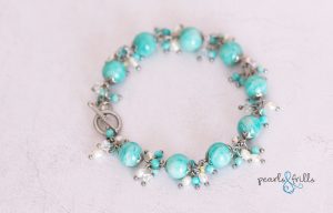 Amazonite cluster bracelet - stainless steel