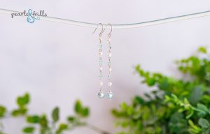 blue and white pearl bridal earrings