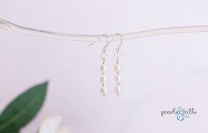 bridal pearl dangle earring sterling silver