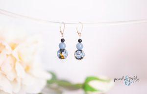 lampwork earrings with gemstones sterling silver