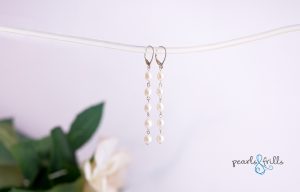 white pearl dangle bridal earrings