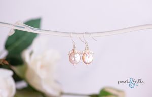 pink coin cluster earring sterling silver