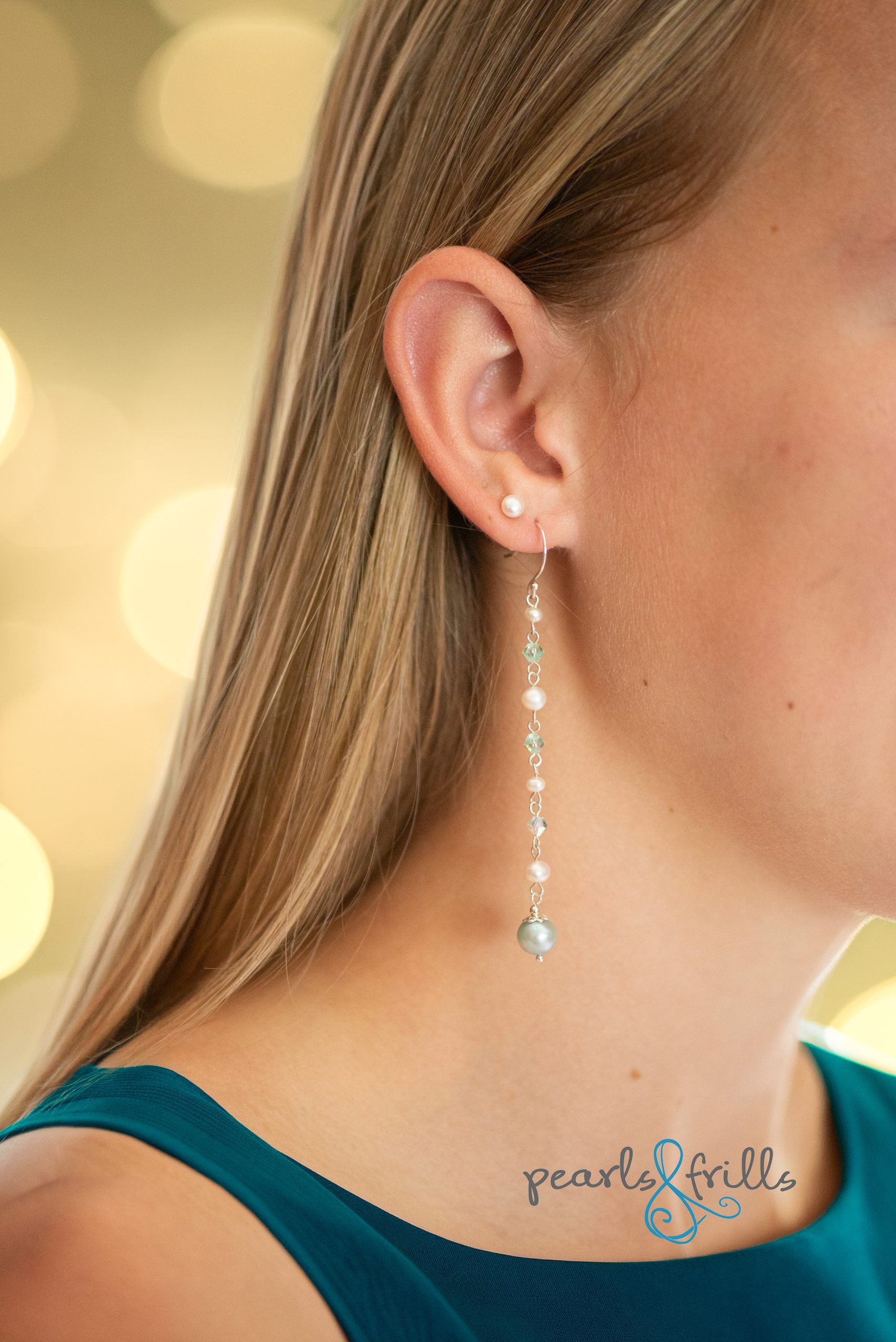Something blue pearl earrings - sterling silver 5 something blue earring