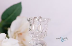 white pearl CZ bridal earrings