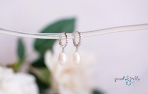 white bridal pearl CZ earring cubic zirconia