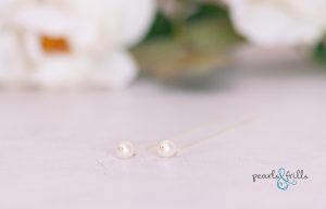 white pearl threader earring