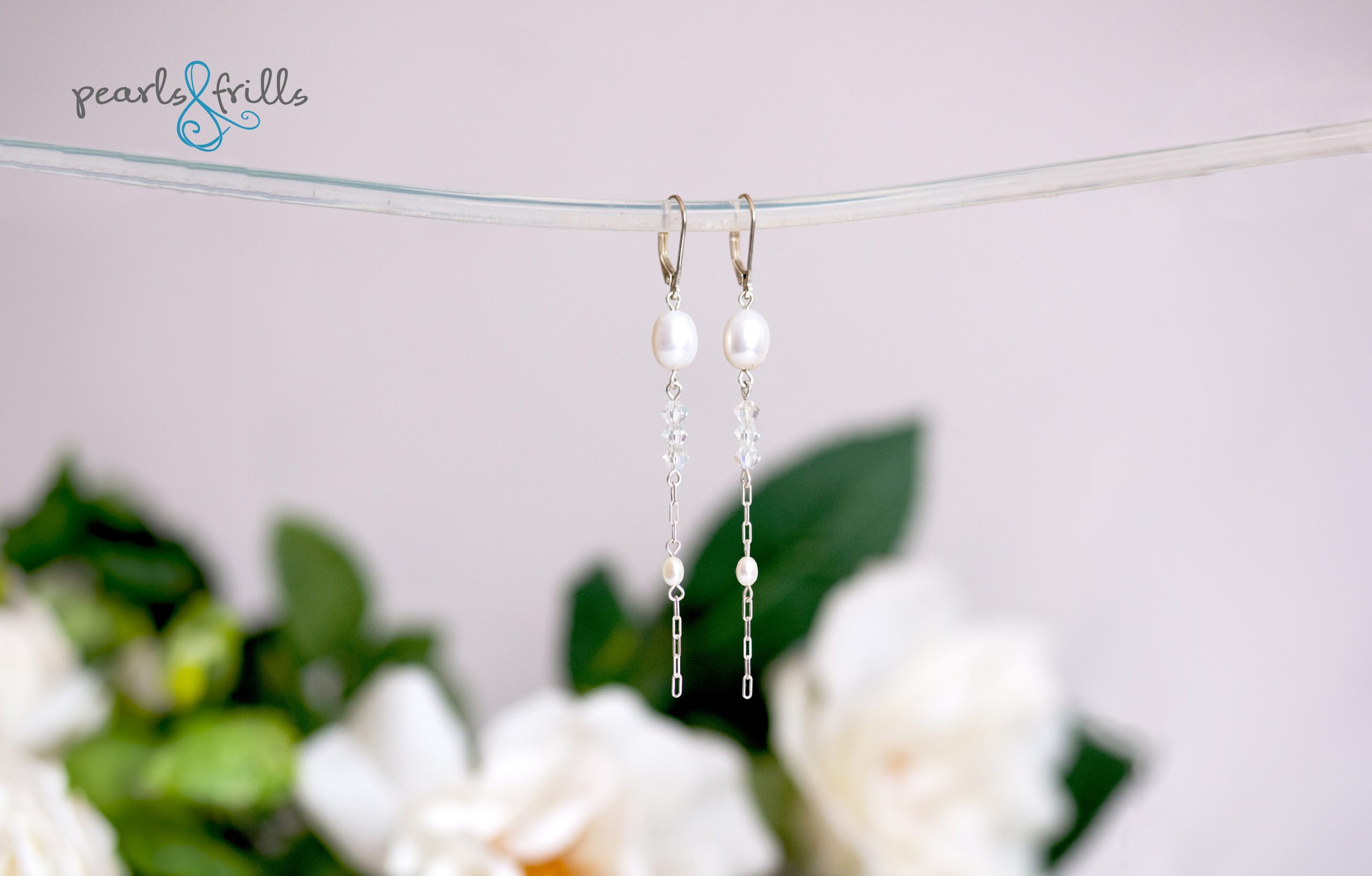 White pearl earrings - sterling silver 1 white pearl bridal earrings