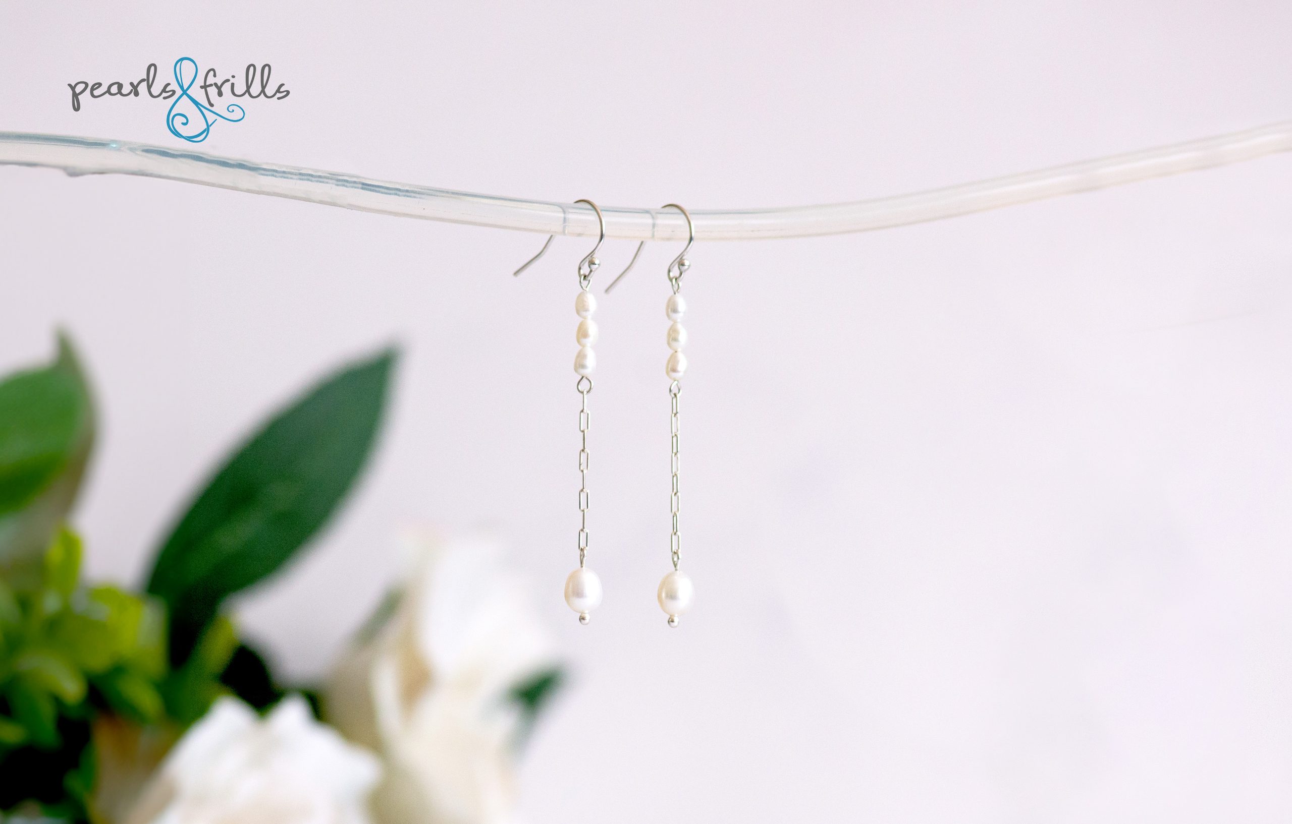 White pearl dangle earrings - sterling silver 1 white pearl dangle earrings