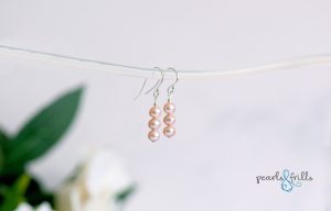 pink pearl dangle earring