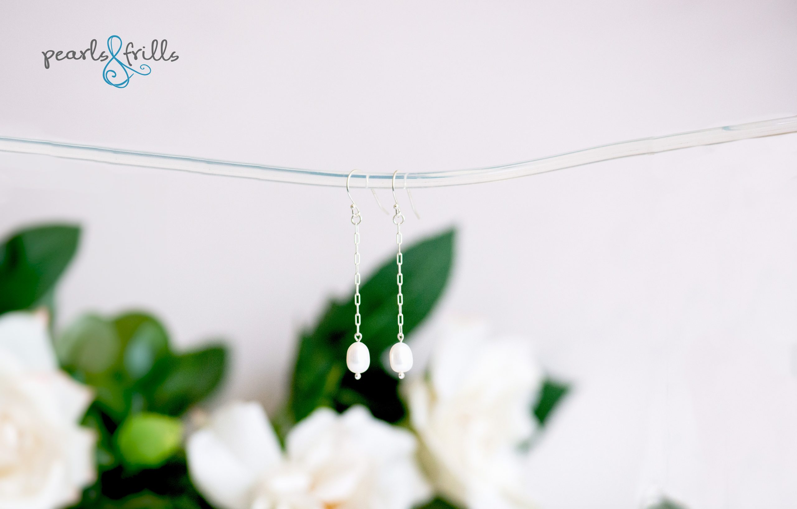 White pearl dangle earrings - sterling silver 1 white pearl dangle earrings paperclip