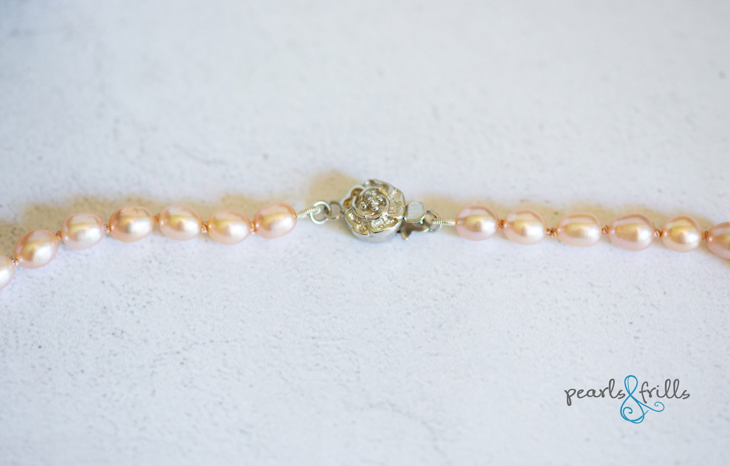 Peach pearl necklace - Sterling silver 3 pink peach pearl necklace