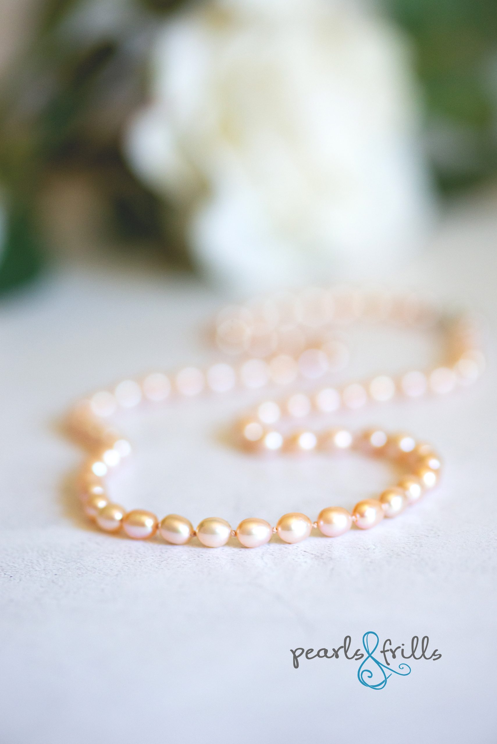 Peach pearl necklace - Sterling silver 2 pink peach pearl necklace