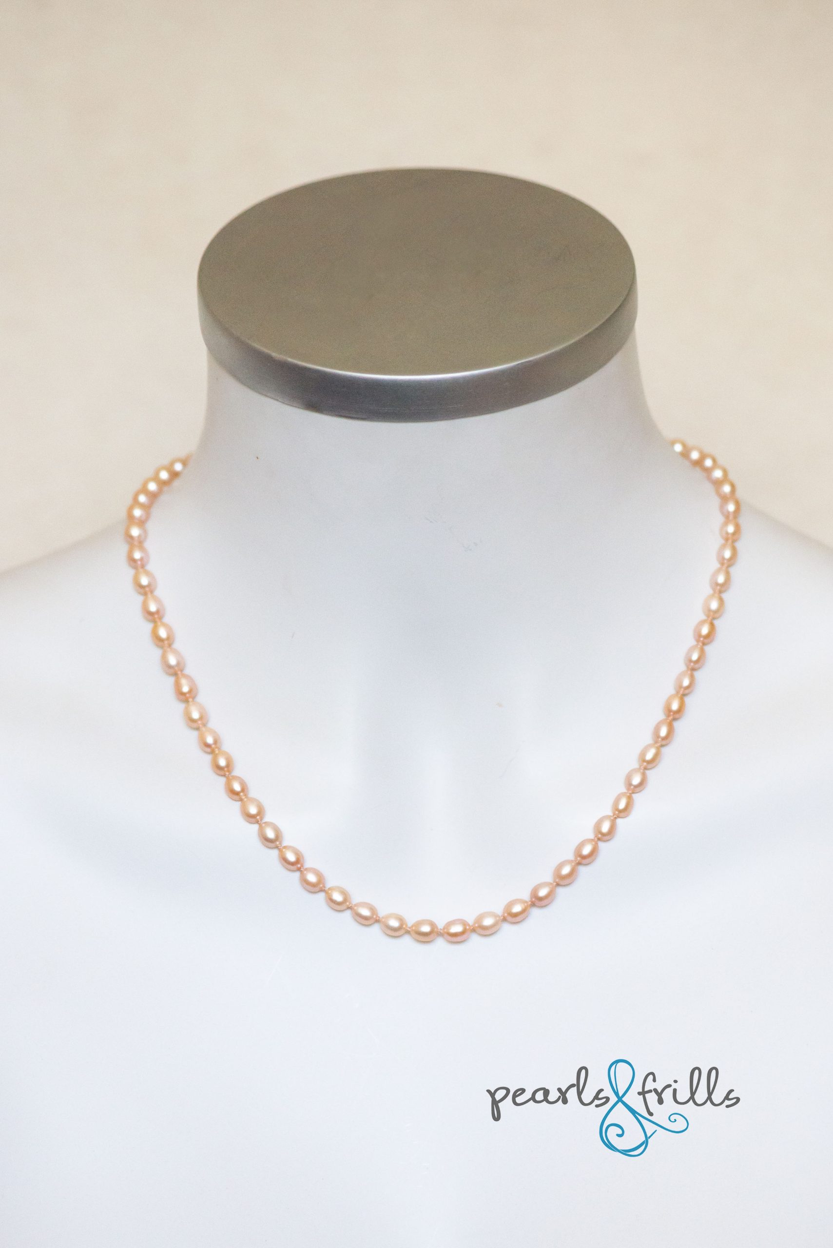Peach pearl necklace - Sterling silver 4 pink peach pearl necklace