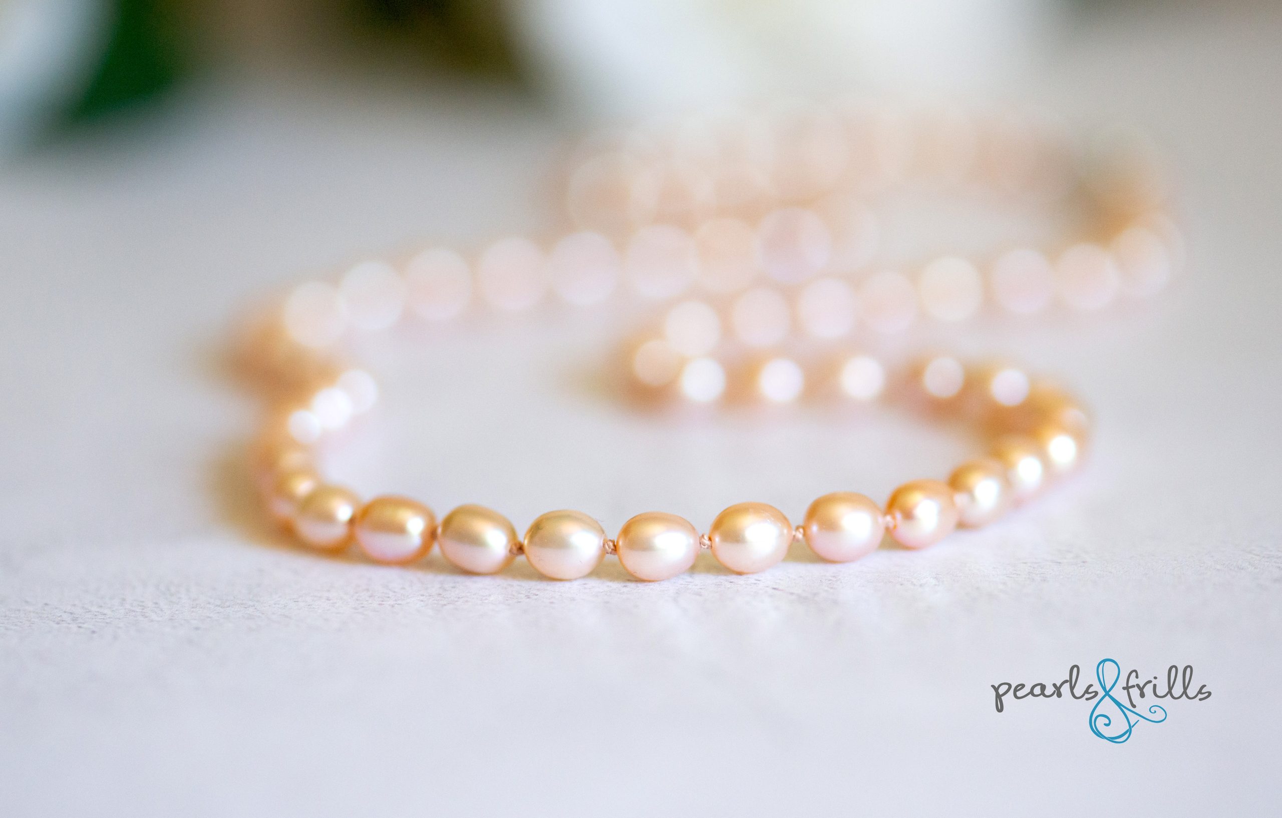 Peach pearl necklace - Sterling silver 1 pink peach pearl necklace