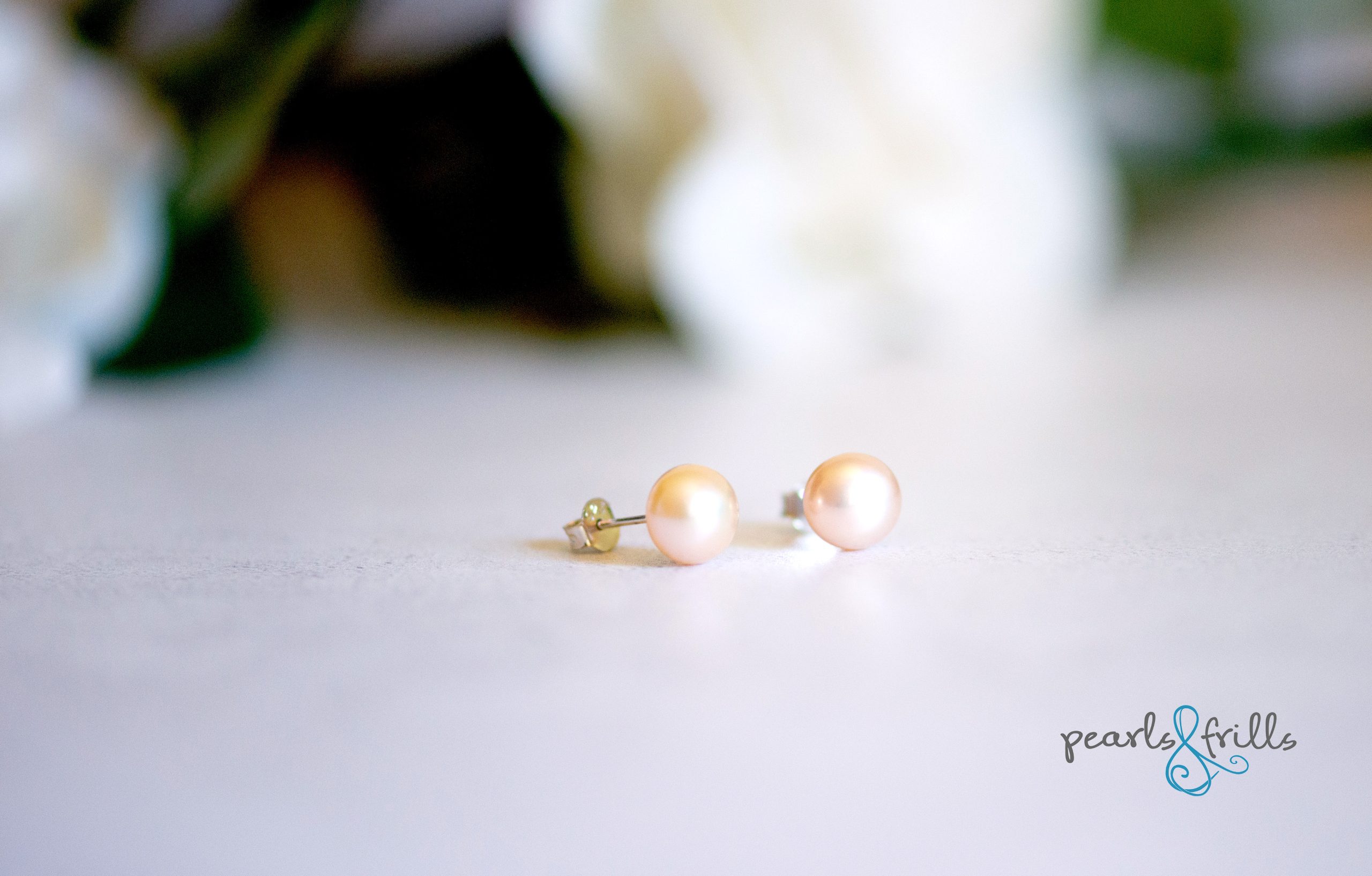 Peach pearl stud earrings - sterling silver 1 peach pearl stud earrings